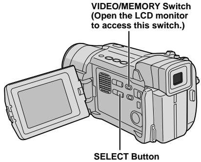 VIDEO/MEMORY Switch (Open the LCD monitor to access this switch.) SELECT Button