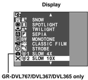 Display SNOW SPOTLIGHT TWILIGHT SEPIA MONOTONE CLASSIC FILM STROBE SLOW 4X SLOW 10X GR-DVL767/DVL367/DVL365 only