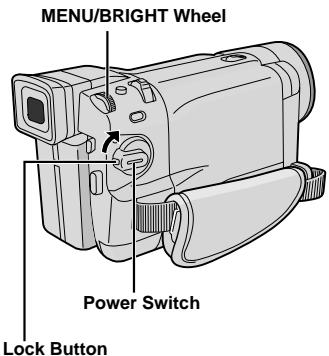 MENU/BRIGHT Wheel Power Switch Lock Button