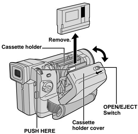 Cassette holder Remove. PUSH HERE Cassette holder cover OPEN/EJECT Switch