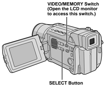 VIDEO/MEMORY Switch (Open the LCD monitor to access this switch.) SELECT Button