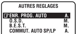 AUTRES REGLAGES ENR. PROG. AUTO A. O.S.D. M. B.E.S.T. M. COMMUT. AUTO SP/LP A.