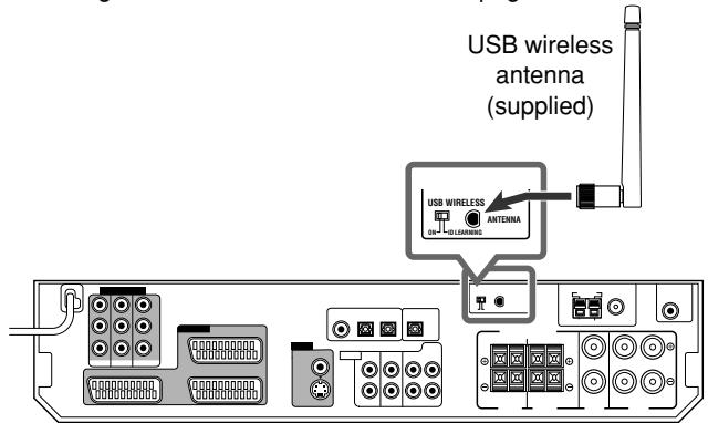 JVC RX-D301S - Connect the antenna to the USB WIRELESS ANTENNA terminal on the rear panel. - 1