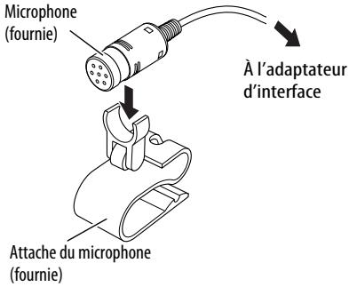 JVC KS-BTA200 - Fixez le microphone sur l'attache du microphone. - 1