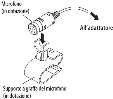 JVC KS-BTA200 - Fissare innanzi tutto il microfono all'apposito supporto a graffa. - 1