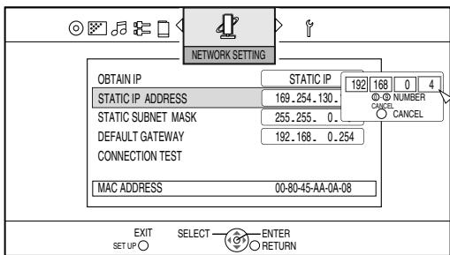 JVC NX-BD3 - Entre l'adresse IP en utilisant les touches numériques, puis appuyez sur [ENTER]. - 1