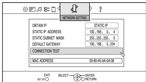JVC NX-BD3 - Appuyez sur [▼] pour sélectionner “connection TEST” puis appuyez sur [ENTER]. - 1