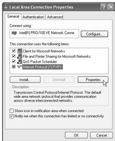 JVC NX-BD3 - Cliquez sur "internet protocol (tcp/ip)" puis cliquez sur [properties] - 1