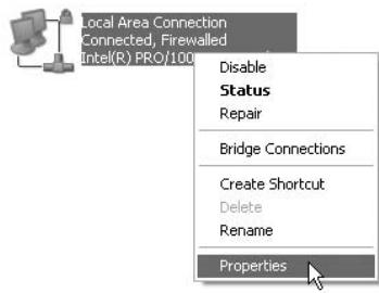 JVC NX-BD3 - Klichen Sie mit der rechten Maustaste auf das Symbol „Local Area Connection“ und dann auf [Properties]. - 1
