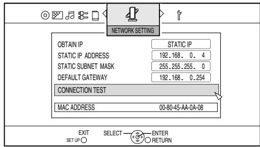 JVC NX-BD3 - Drücken Sie [▼], um „CONNECTION TEST“ auszuwahlen, und drücken Sie dann [ENTER]. - 1