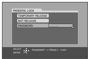 JVC TH-V70R - Releasing Parental Lock temporarily - 1
