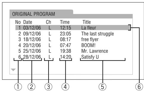 JVC UX-G70 - Ex.: When Program List is selected. - 1
