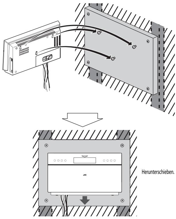 JVC NX-T5E - Bringen Sie drei Schrauben (nicht mitgeliefert) an dem Brett an, das an der Wand angebracht war. - 3
