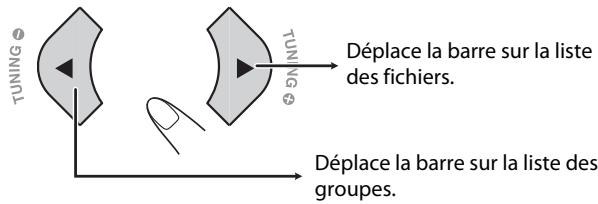 JVC NX-T5E - Pour déplacer la barre de mise en valeur de la liste des groupes sur la liste des fischiers - 1