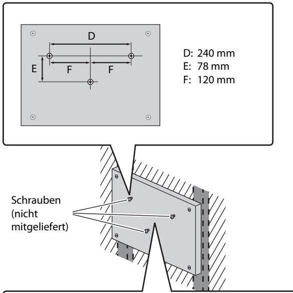 JVC NX-T5E - Bringen Sie drei Schrauben (nicht mitgeliefert) an dem Brett an, das an der Wand angebracht war. - 1