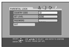 JVC CA-HXGD7 - Enter the PARENTAL LOCK submenu. - 2