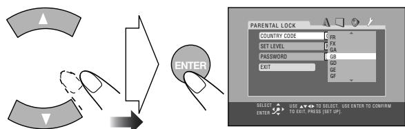 JVC CA-HXGD7 - Select "COUNTRY CODE," then display the pop-up window. - 1