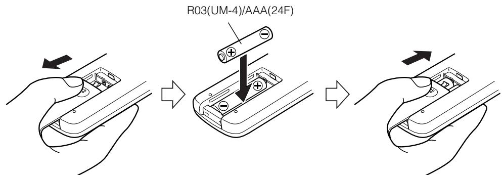 JVC CA-MXKB2 - De batterijen in de afstandsbediening plaatsen - 1