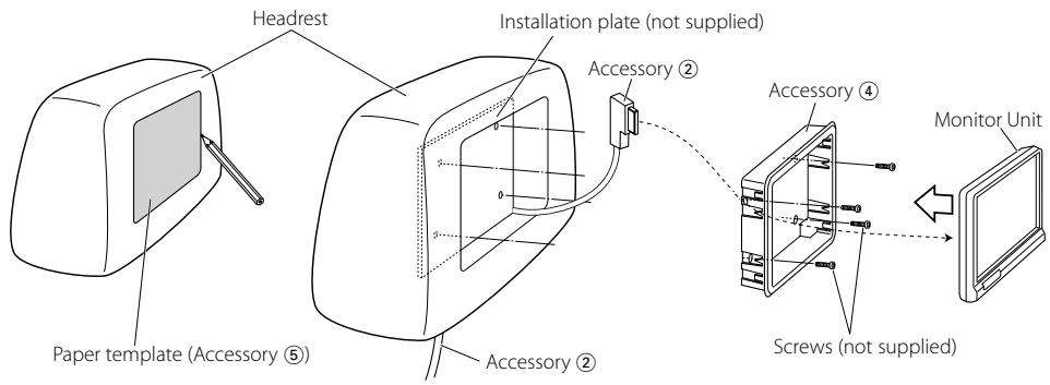 KENWOOD LZ-702IR - Before mounting the monitor to the headrest: - 1