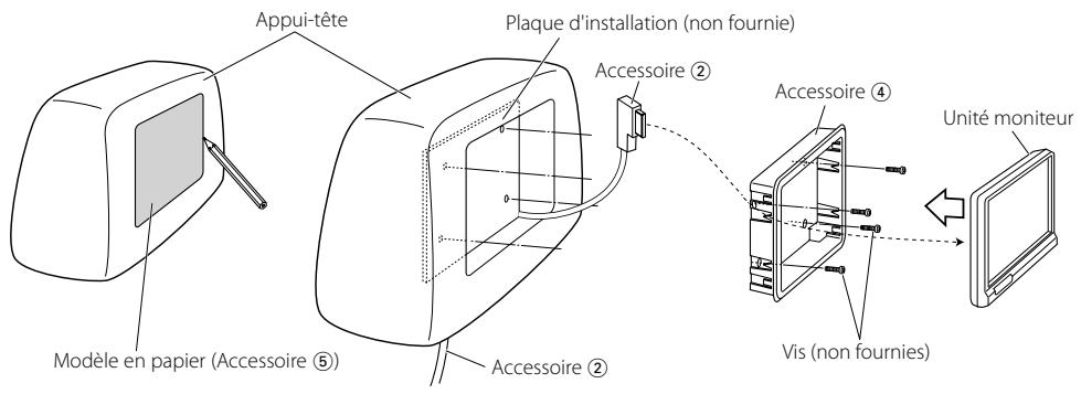 KENWOOD LZ-702IR - Avant de monter le moniteur sur l'appui-tête : - 1