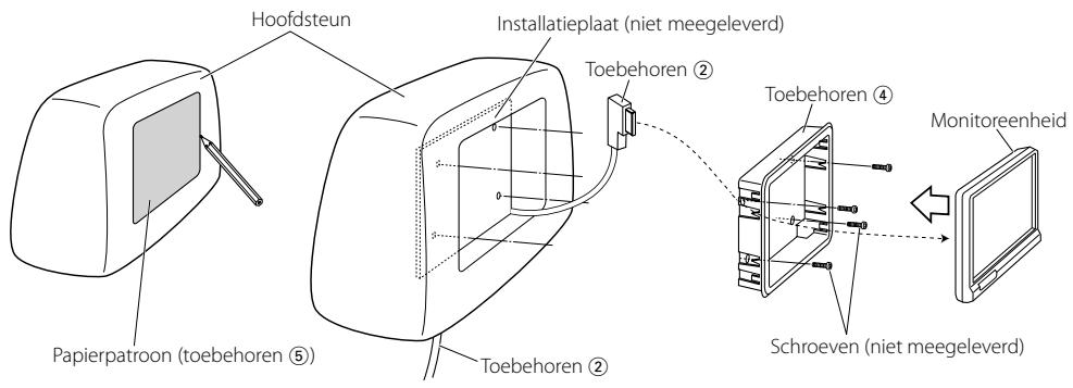 KENWOOD LZ-702IR - Alvorens de monitor op de hoofdsteun te bevestigen: - 1