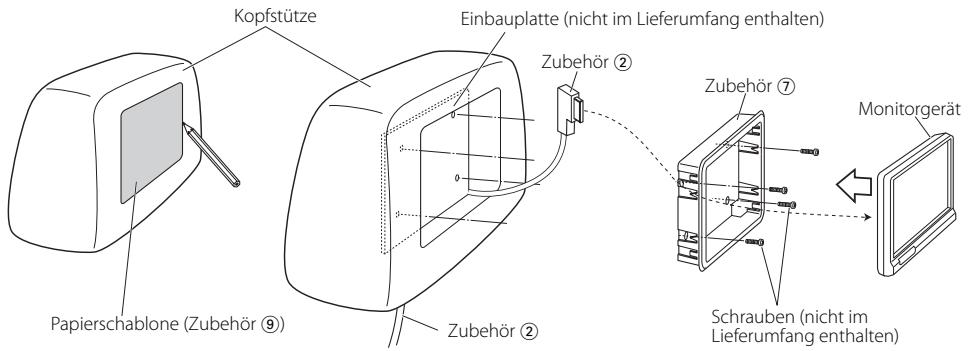 Vor dem Einbau des Bildschirms in die Kopfstütze: 1