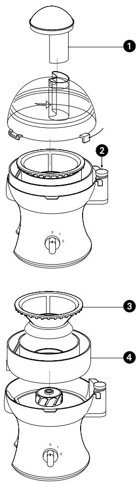 KENWOOD JE356 - Récapérateur de pulpe, couvercle, poussoir - 1