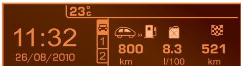 23°C 11:32 26/08/2010 1 2 800 km 8.3 L/100 km 521 km