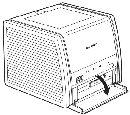 OLYMPUS P-11 - Retrait du bac d'alimentation de l'imprimante - 1