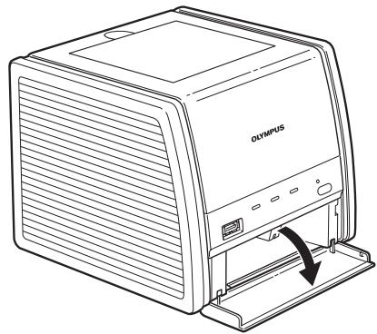 OLYMPUS P-11 - Einsetzen des Papierfachs in den Drucker - 1