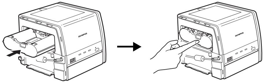 OLYMPUS P-11 - Insert the ink ribbon cartridge all the way. - 1