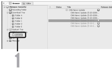OLYMPUS DM-450 - Select the [Podcast] folder. - 1