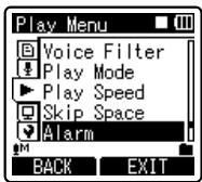 OLYMPUS DM-450 - Select [Alarm] from the menu in [Play Menu]. - 1