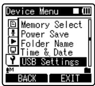 OLYMPUS DM-450 - Select [USB Settings] from the menu in [Device Menu]. - 1