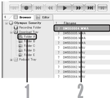 OLYMPUS DM-450 - Play the voice file. - 1