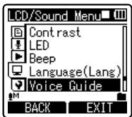 OLYMPUS DM-450 - Select [Voice Guide] from the menu in [LCD/Sound Menu]. - 1