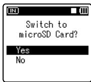 OLYMPUS DM-450 - When you are recording to a microSD card, press the + or - button and select [Yes]. - 1