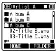 OLYMPUS DM-450 - Operation of the folders for music playbacks/Content playbacks: - 3