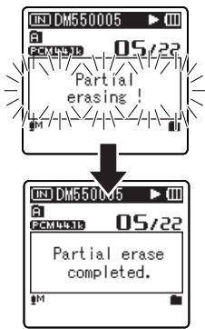 OLYMPUS DM-450 - At the position you want to end partial erase, press the ERASE button again. - 1