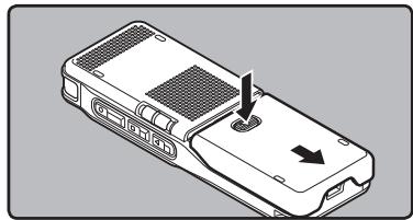 OLYMPUS DM-450 - Inserting batteries - 1