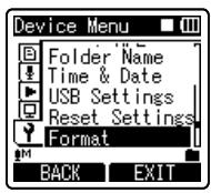 OLYMPUS DM-450 - Select [Format] from the menu in [Device Menu]. - 1