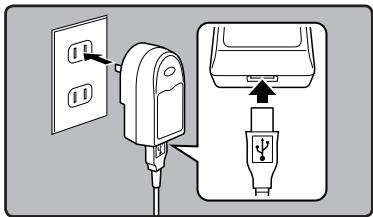 OLYMPUS DM-450 - Connect to the USB connecting AC adapter (optional) to charge - 1