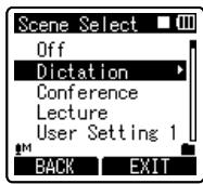OLYMPUS DM-450 - When [Scene Select] is selected: - 1