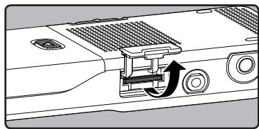 OLYMPUS DM-450 - While the recorder is during stop mode, open the card cover. - 1
