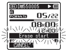 OLYMPUS DM-450 - At the starting position of the partial erase, press the ERASE button. - 1