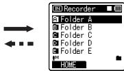 OLYMPUS DM-450 - Operation of the folders for voice recordings: - 2