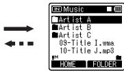 OLYMPUS DM-450 - Operation of the folders for music playbacks/Content playbacks: - 2