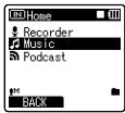 OLYMPUS DM-450 - Operation of the folders for music playbacks/Content playbacks: - 1