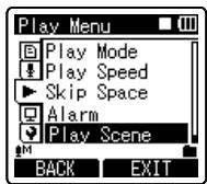 OLYMPUS DM-450 - Select [Play Scene] from the menu in [Play Menu]. - 1
