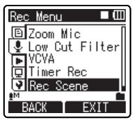 OLYMPUS DM-450 - Select [Rec Scene] from the menu in [Rec Menu]. - 1